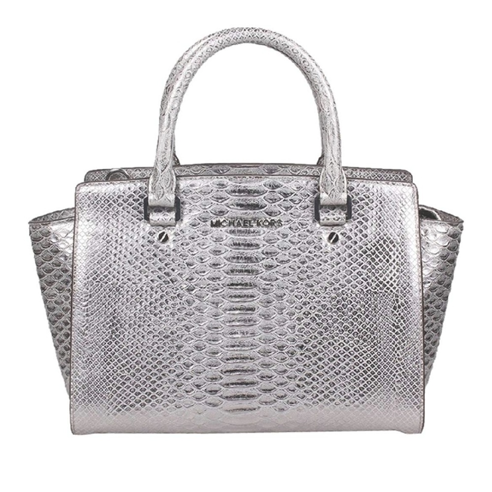 Michael Kors Selma Silver Python Satchel
